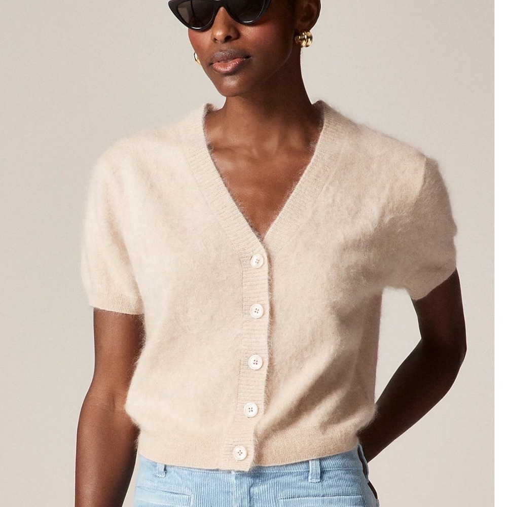 J CREW Brushed cashmere short-sleeve cardigan NWT XXS‎